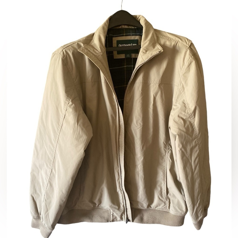 OUTDOOR LIFE Men’s Sz XL Olive Rain Jacket Hunting Water Resistant Pockets EUC